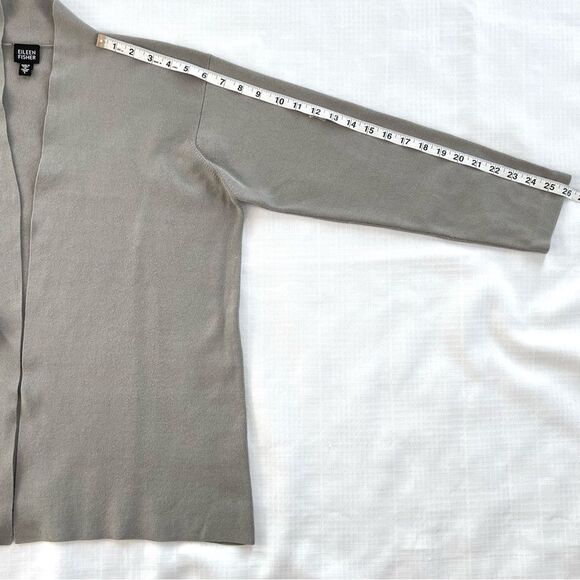Eileen Fisher Washable Stretch Italian Crepe Lagenlook Open Front Cardigan Large - Picture 12 of 12
